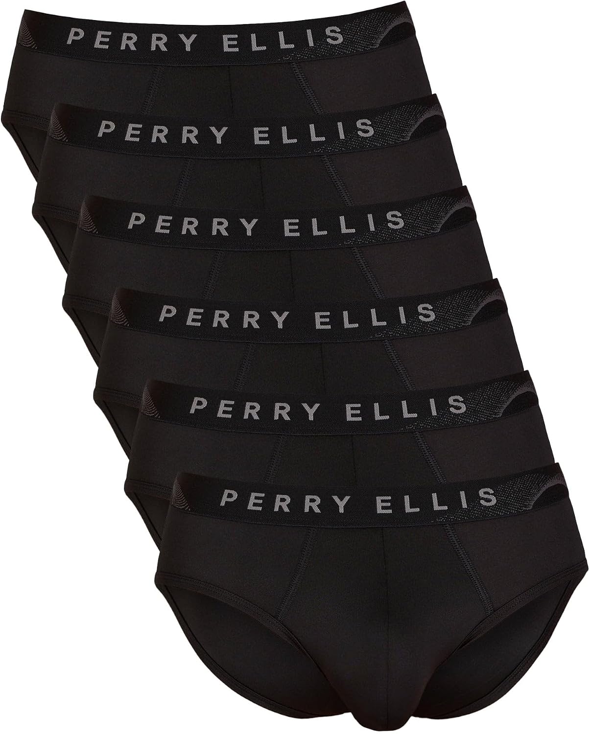 Perry Ellis Men's 6-pack Microfiber Briefs Soft Stretch Fabric With Flexible Support