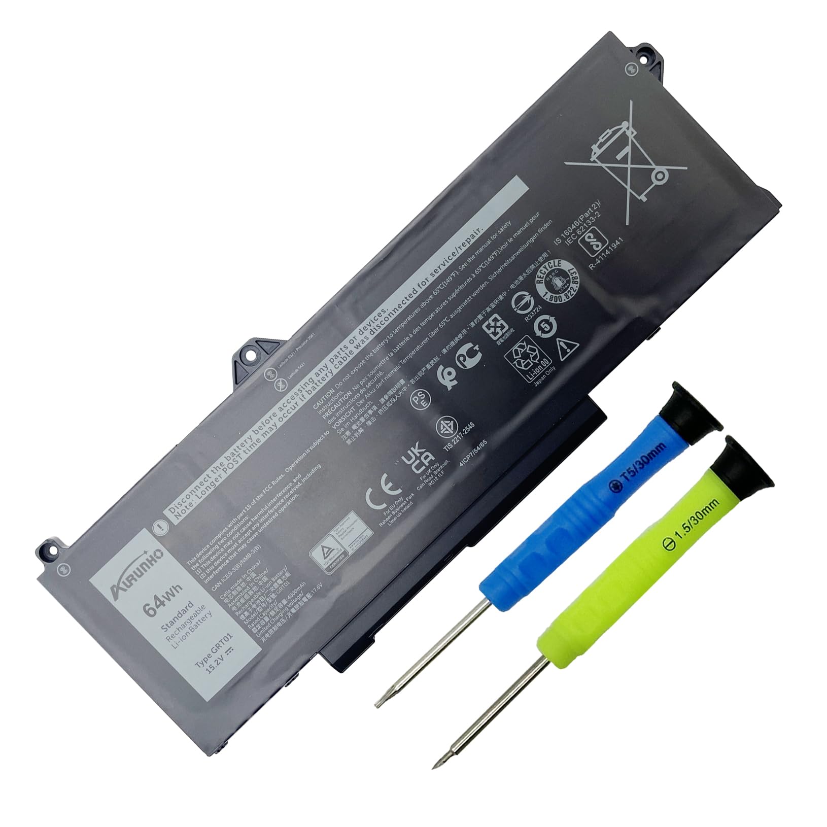 Amazon.com: AURUNHO GRT01 64Wh Laptop Battery Replacement for Dell