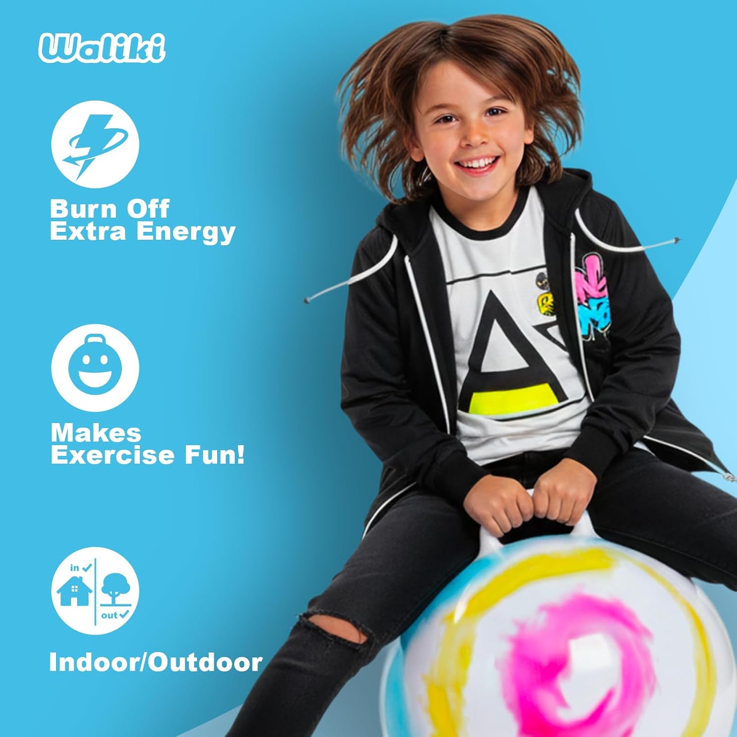 WALIKI Hopper Ball Toy for Boys & Girls Ages 7 8 9 Years Old | Tie-Dye Jumping Ball | Hippity Hop | Fun Birthday Gift | 20”