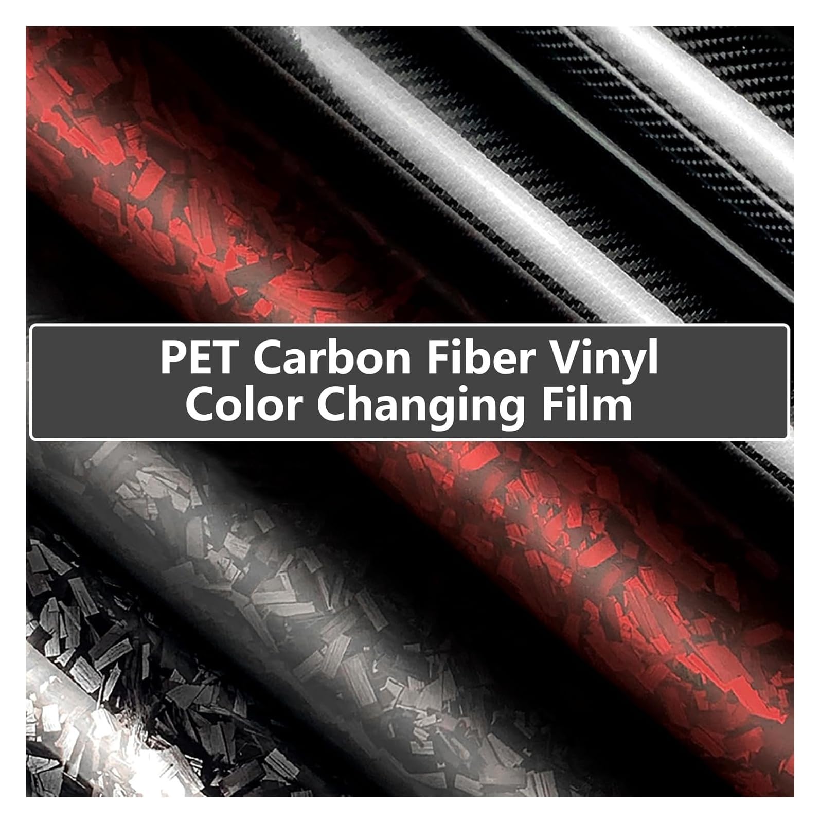 Rotolo di pellicola in vinile forgiato in fibra di carbonio PET lucido autoadesivo 30/50/150x100/300 cm for auto/moto(Black,30 * 100cm)
