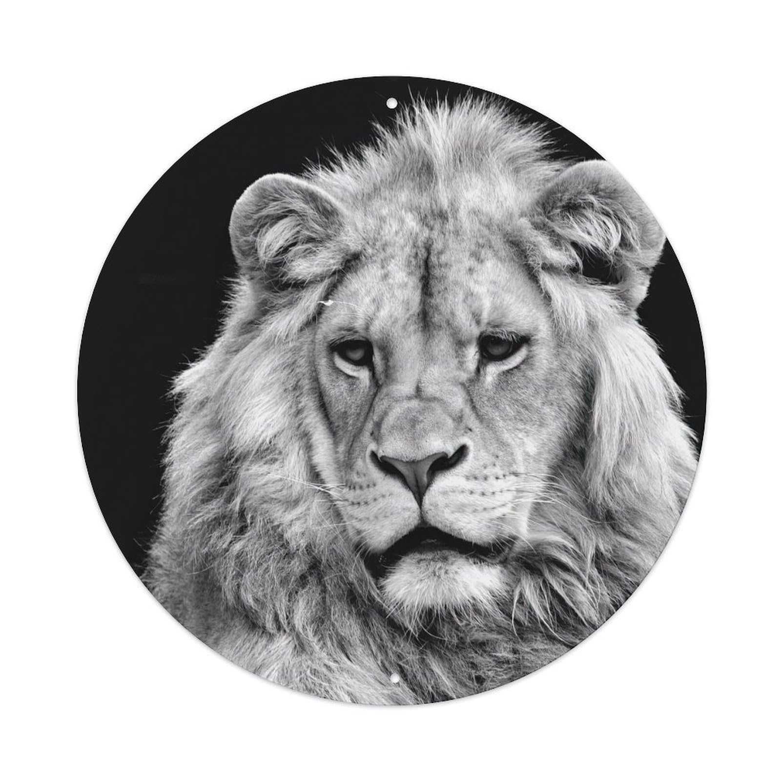 Lion Black White Wildlife Poster Savannah King Metal Tin Sign