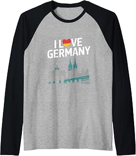 I Love Germany Berlin Cologne Skyline Raglan Baseball Tee