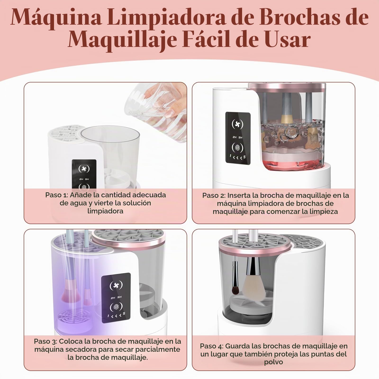Máquina limpiadora de brochas de maquillaje eléctrica con soporte para secadora de brochas de maquillaje, portátil, automática, USB, herramienta limpiadora de brochas de maquillaje para todos los