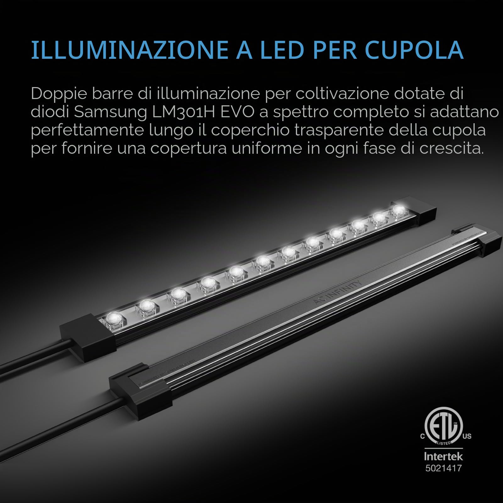 AC Infinity Cupola di umidità grande resistente con barre luminose a LED a spettro completo, diodi Samsung LM301H EVO, vassoio antigoccia, vassoio per semi 6x12, cupola spessa 3 mm, pannelli di