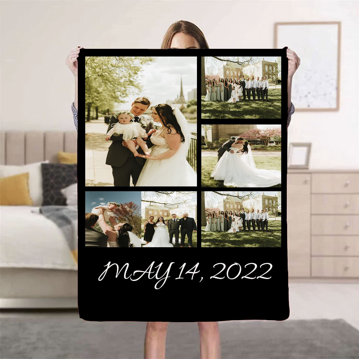 Individuelle Decke Mit Eigenem Foto & Text - Flanell-Überwurfdecke, Personalisierbar Als Geschenk Für Paare
