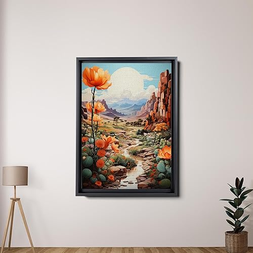 Miniatura 2 de Portrait Orientation - Canvas Print, Southwestern Desert Landscape, Pastel Nature Cactus Ocotillo, Agave Yucca, Texas Travel Vintage Art, Wall Art,