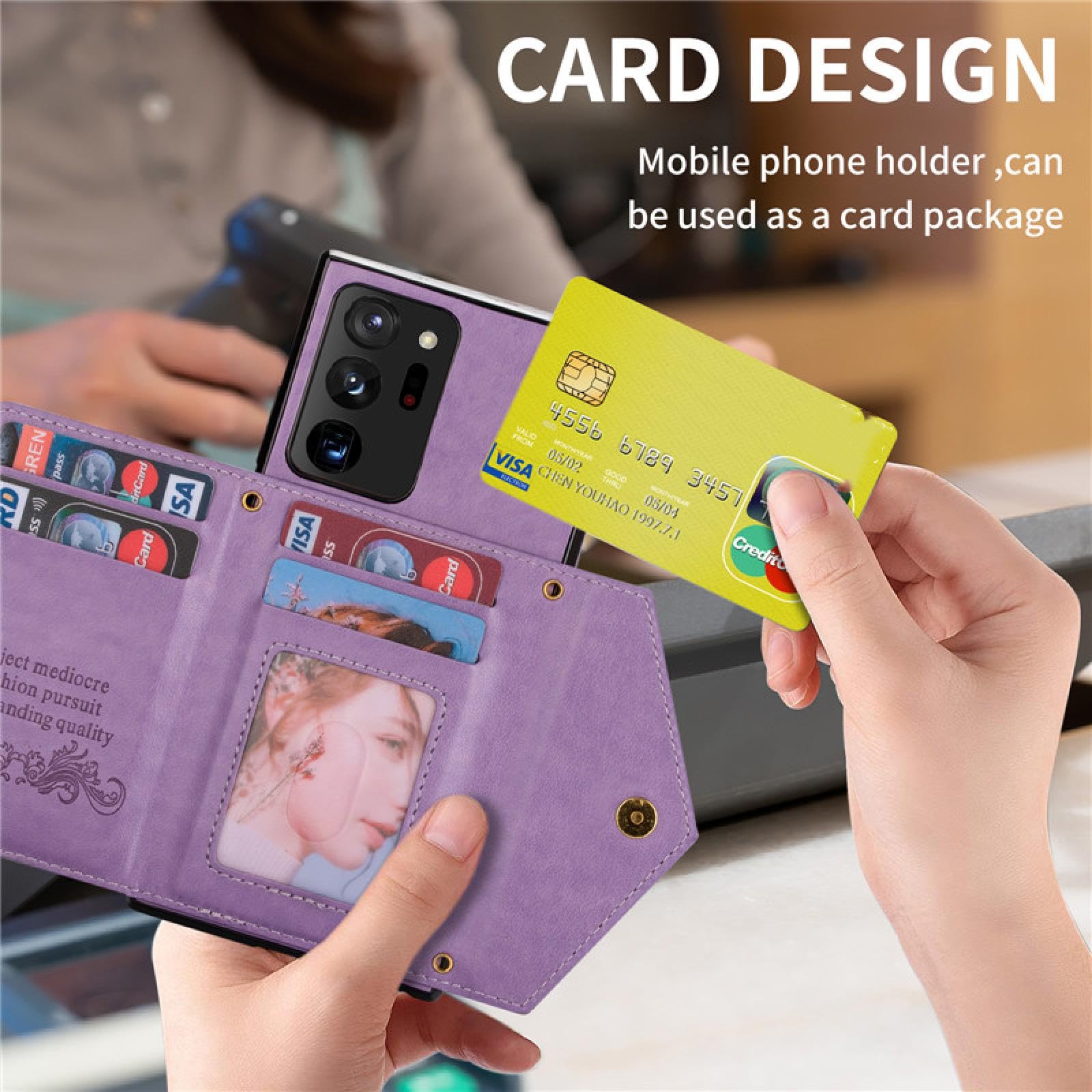 Für Samsung A72 (4G 5G) Leder-Brieftaschen-Karten-Telefonhülle (Für Samsung A72 (4G 5G)/LILA)