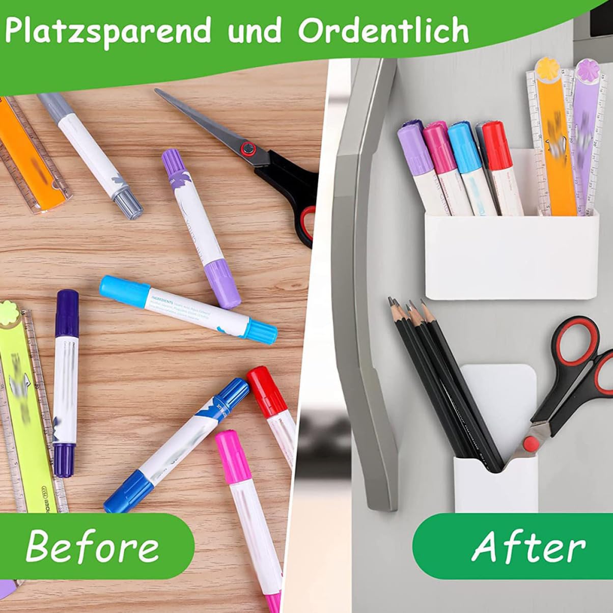 Uonlytech 4 Set Magnetico per Penne Organizer per Penne Lavagna con Cancellini Adatto per Superfici Metalliche per Ufficio e Casa