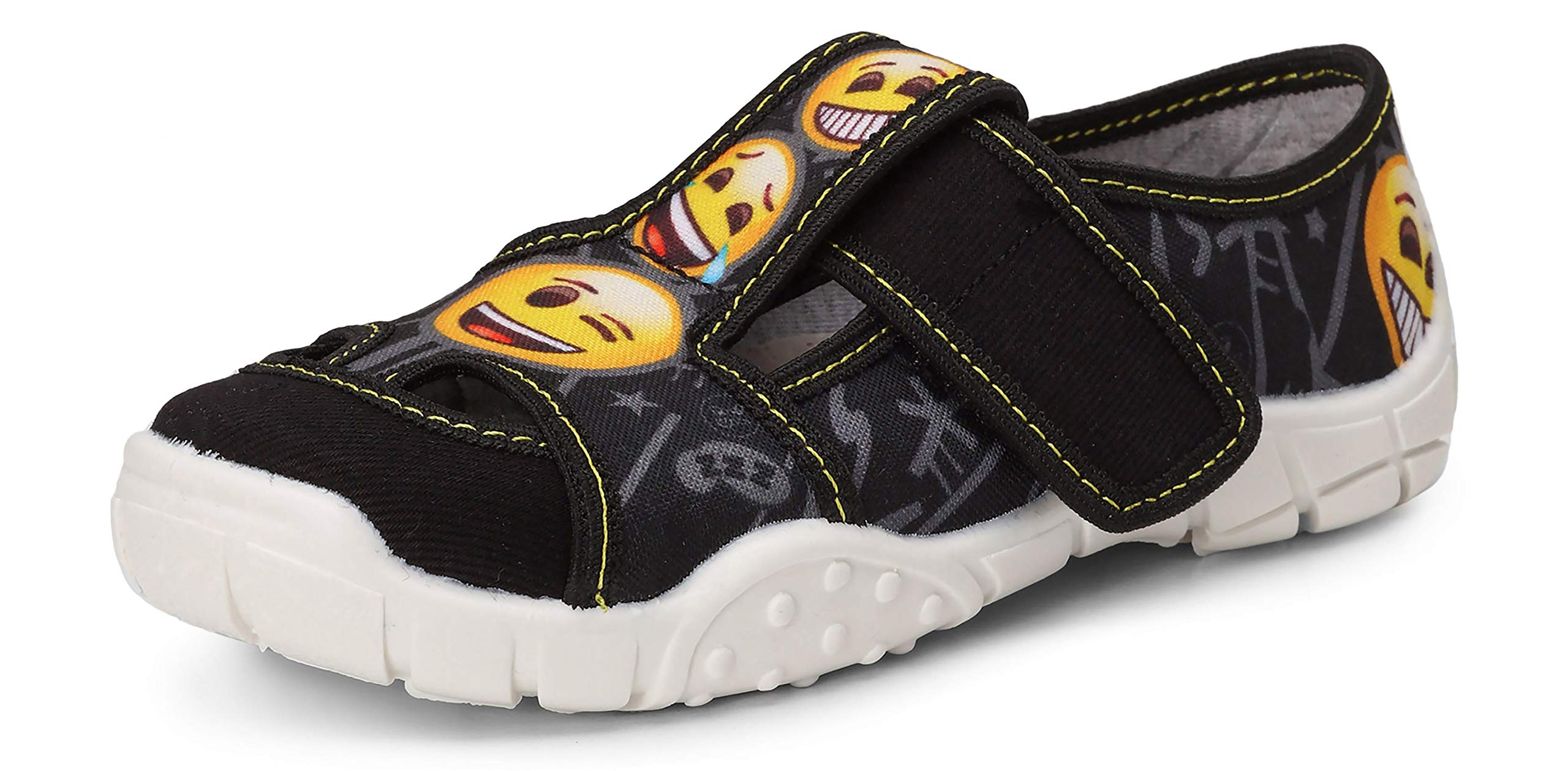 Ladeheid Hausschuhe Kinder Junge, Kinderhausschuhe mit Klettverschluss, Bequeme und Stabile Kindergarten Hausschuhe, Ideal auch für Schule, Spazierengehen und Zuhause LARW005