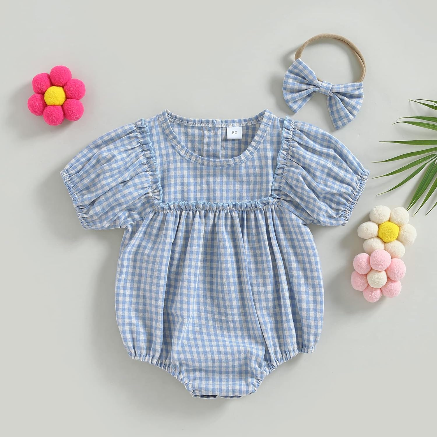 Douhoow Infant Baby Girl Plaid Romper Baby Sweatshirt Romper Ruffle Festival Clothes Fall Winter Outfits with Headband - Image 8