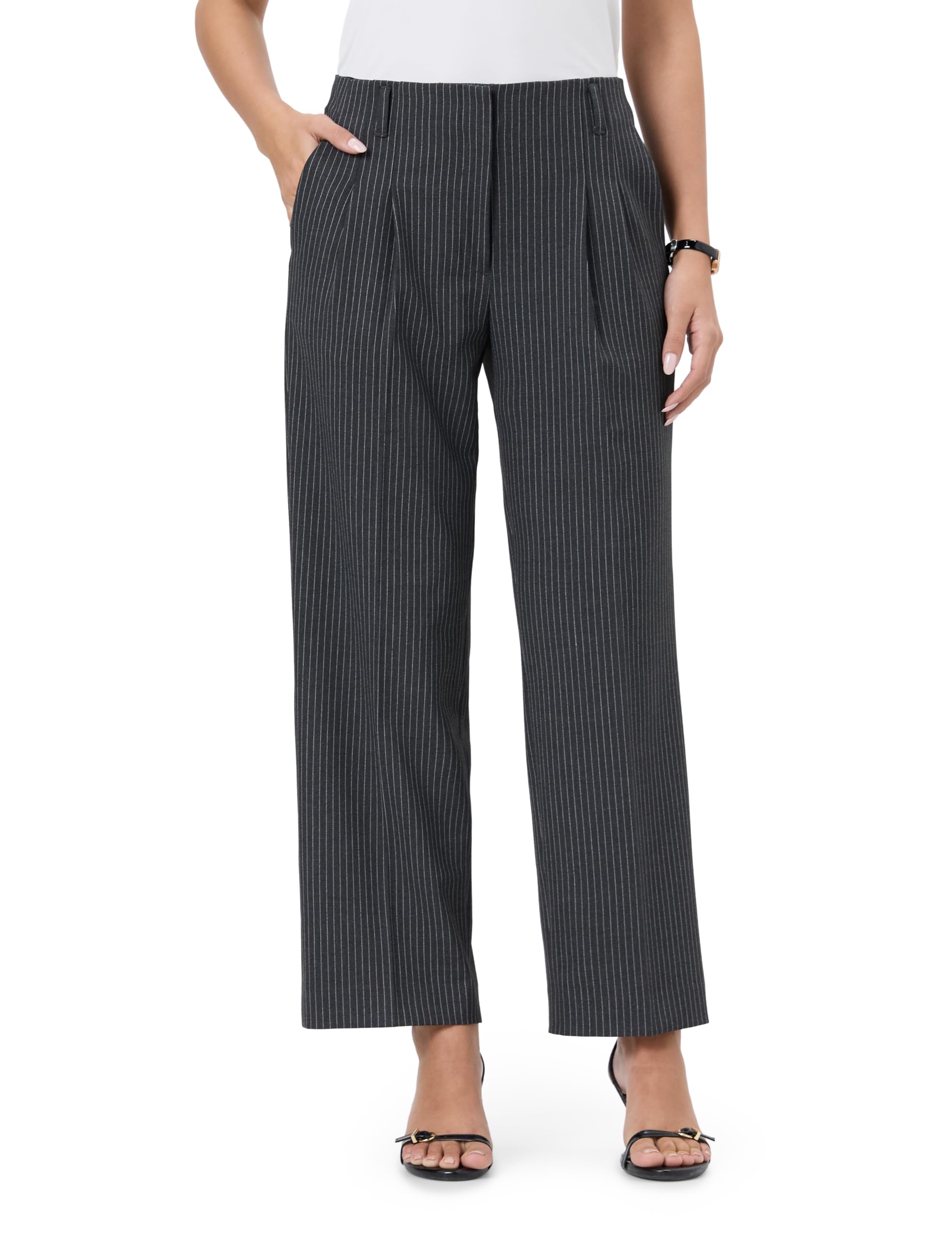 symbol premium Women's Pleated Wide Leg Trousers | 4-Way Stretch | Desk-to-Dinner (Available in Plus Sizes)-picture-19