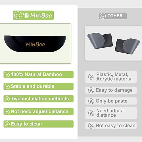 Miniatura 4 de Organizador de tapa de olla de bambú para puerta de armario para pared de cocina, juego de 2 soportes para tapas de ollas y sartenes en el armario,