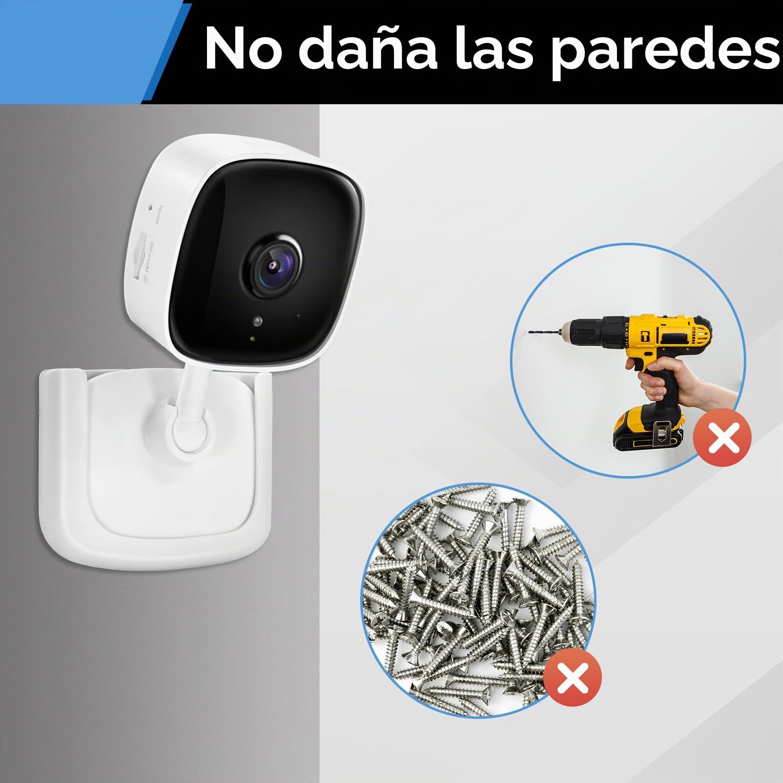 Pack de 2 Soportes de Pared Adhesivos para Cámara de Seguridad Interior Tapo C100, C110 – Instalación Fácil Sin Taladros, Montaje en Ventana para TP-Link