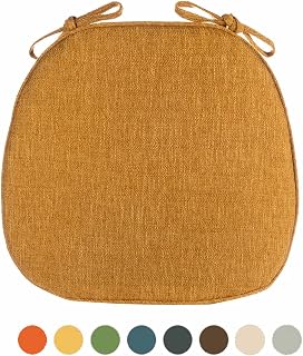 Juego de 2 cojines antideslizantes para silla de comedor, con lazos, lavables a máquina, color amarillo
