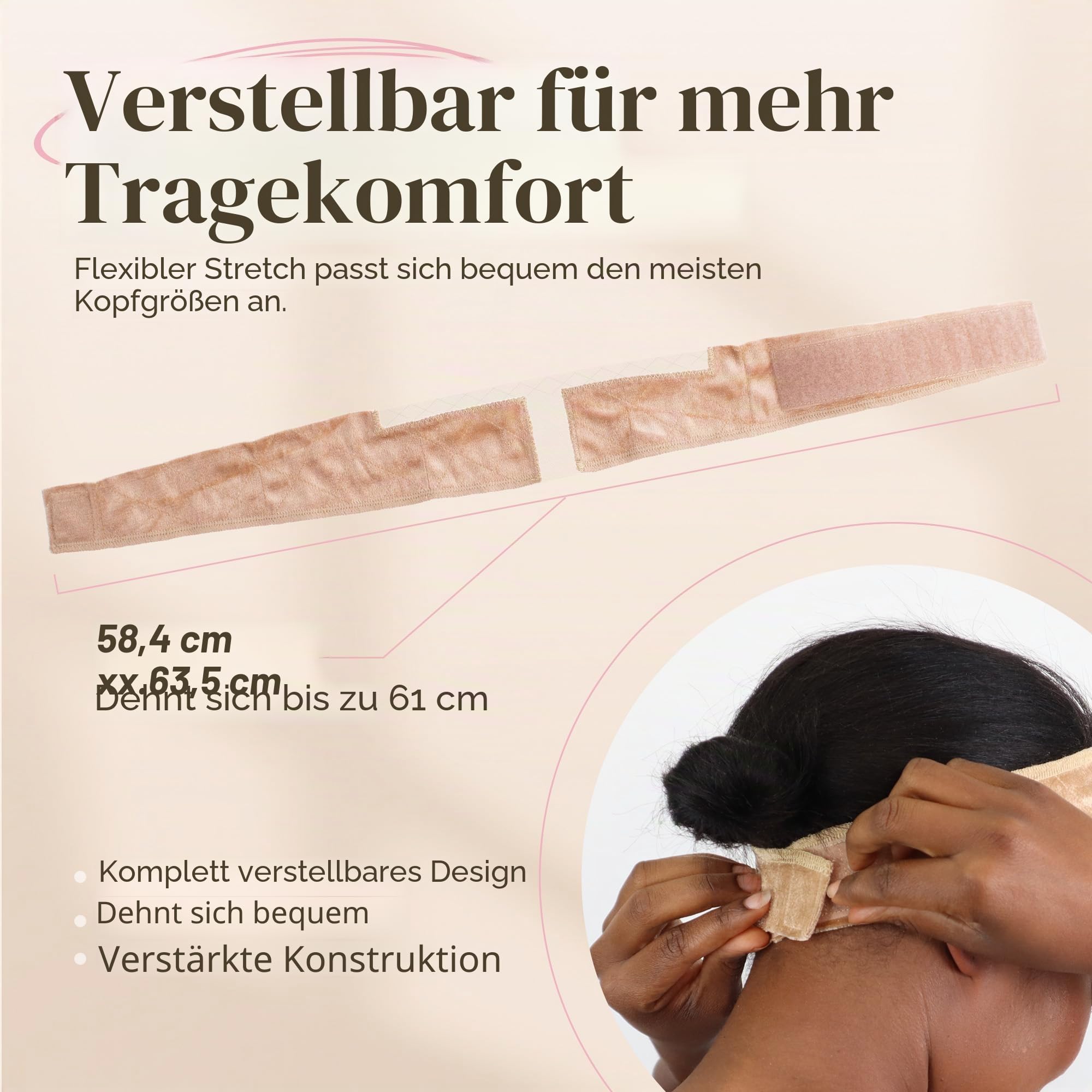 Milano Original Lace WiGrip Comfort Band, Velvet Wig Grip Band, Adjustable Non-Slip Headband for Wigs (Nude)