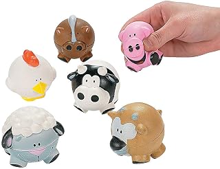 Farm Animal Shaped Stress Ball Toys - 12 Pieces - Party Favors and Handouts