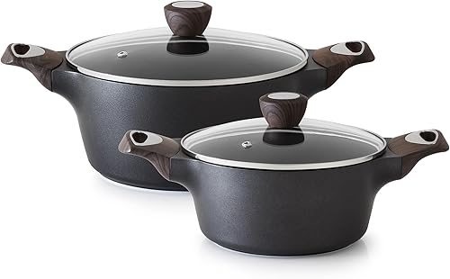 Miniatura 11 de SENSARTE Olla de Cocina de Cerámica Antiadherente con Tapa, Olla de Sopa de 2.6/4.5/6.6/8.5 QT, Olla para Guisos y Pasta Saludable, Olla Grande para