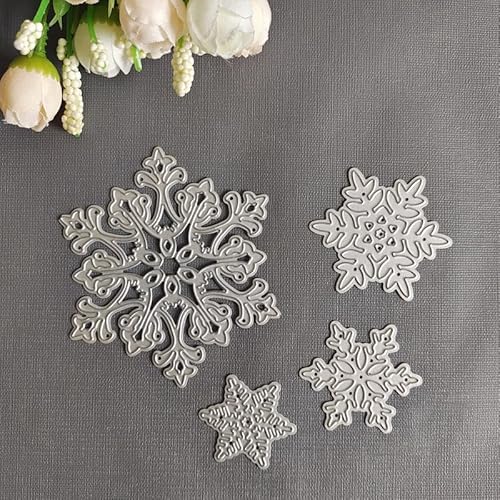 Snowflake Cutting Dies, Metal Snow Flower Die Cuts, Snowflake Lace Cutting Dies Christmas Xmas Embossing Stencils for Paper Card Making DIY Scrapbooking Photo Album Craft Decor