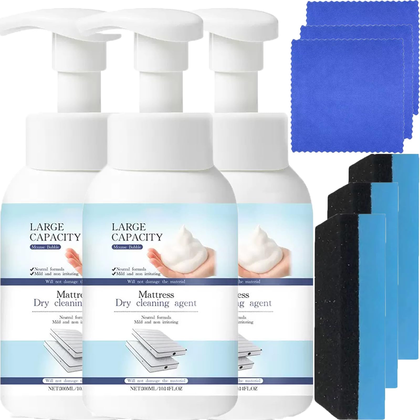 Środek do usuwania plam z materaca, do łóżka i materiału, środek do czyszczenia materaca, środek do usuwania plam, do łóżka, kanapy, dywanów i mebli tapicerowanych (3 szt.)