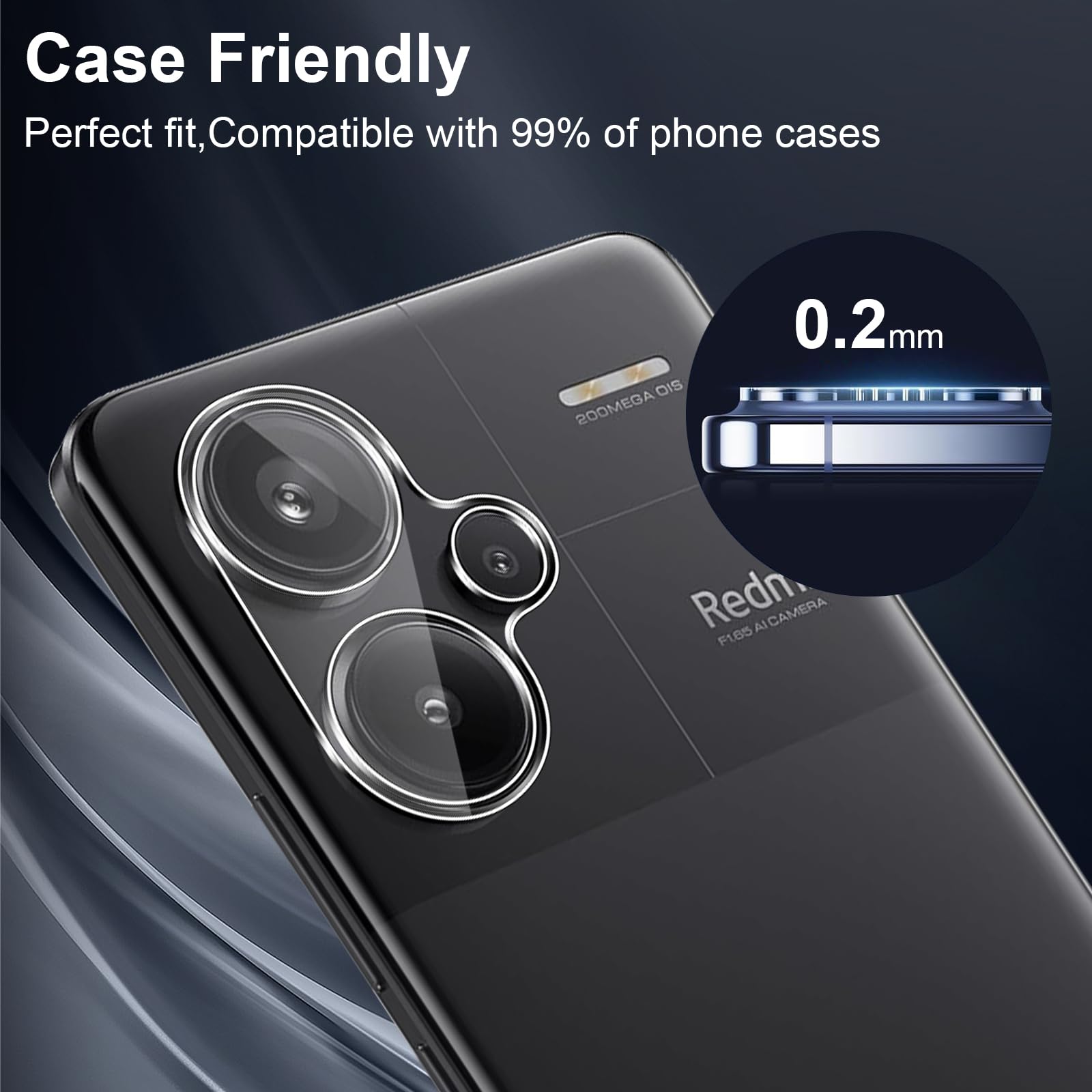 QULLOO Pellicola Fotocamera per Xiaomi Redmi Note 13 Pro 5G, Protezione della Fotocamera in Metallo, [Durezza 9H] [Anti-graffio ][Anti-Impronta] - Nero