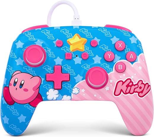 PowerA Enhanced Wired Gaming Controller for Nintendo Switch or Nintendo Switch OLED, Kirby, Pink/Blue (Officially Licensed)
