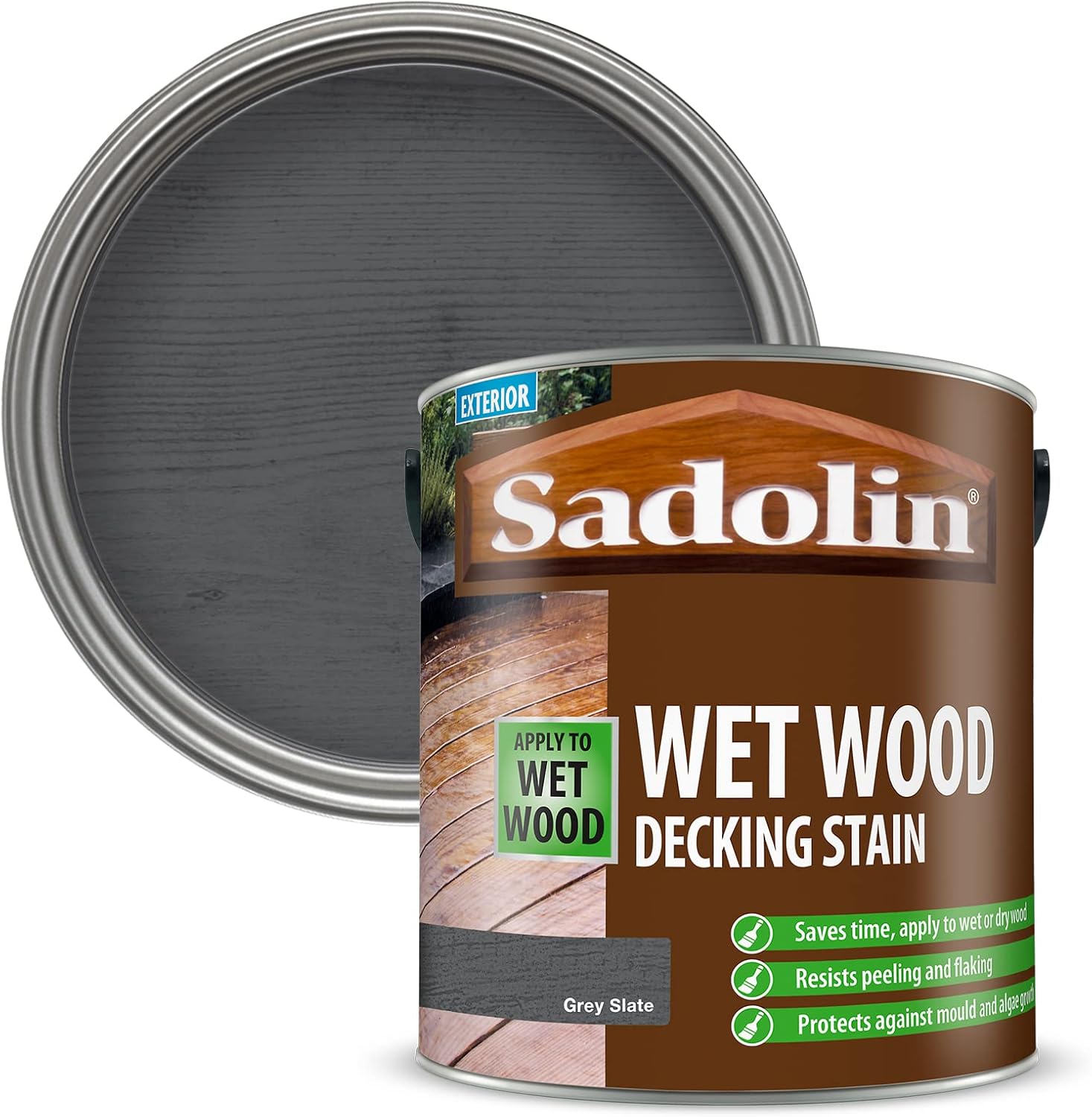 Sadolin Wet Wood Decking Stain 2.5 litre Colour Grey Slate Amazon