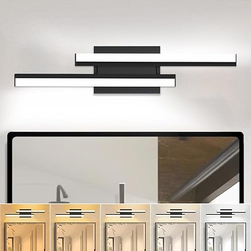Lámpara de baño sobre espejo de 24 pulgadas, luz LED retráctil para tocador de baño, con certificación ETL, 5CCT, lámpara de pared opcional de 25 W,