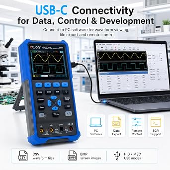 HDS2202S Oscilloscope, 200MHz Oscilloscope Multimeter Waveform Generator