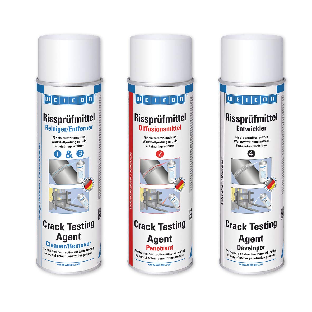 WEICON Spray Detector de Grietas - revelador 500ml Examen de materiales por el método de penetración de colorante