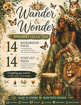 Ephemera Cut and Collage - Wander & Wonder 14 Coordinated Fussy-Cut Pages & 14 Matching Backgrounds for Junk Journals, Scrapbooking & Creative Journaling.