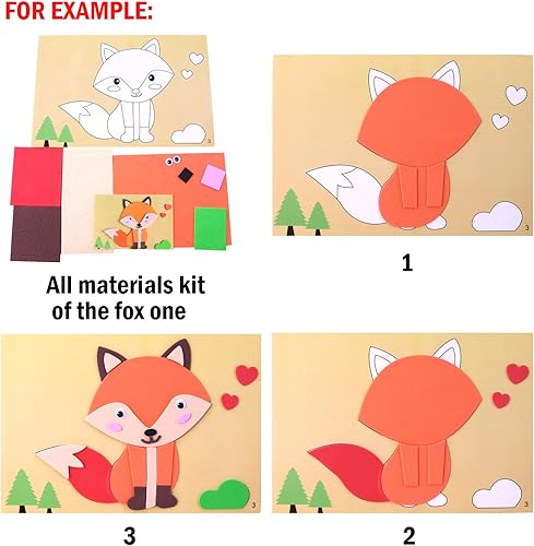 Miniatura 10 de Calcomanías de espuma EVA 3D para niños pequeños, 12 piezas de espuma adhesiva, manualidades, preescolar, clase de arte, kit de arte de rompecabezas