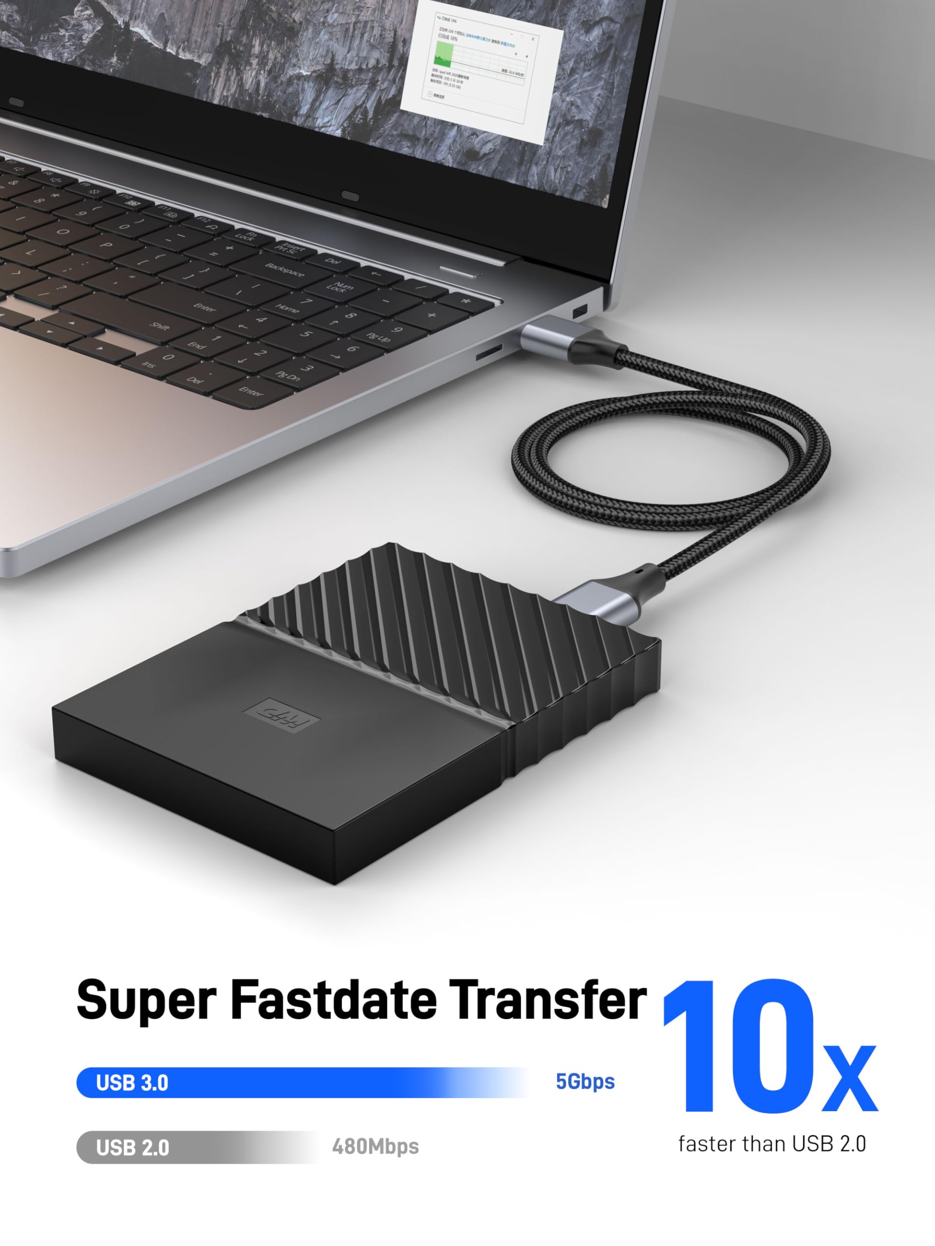 KAYQINHO Micro USB 3.0 Cable 0.5M, USB A Male to Micro B Hard Drive Cable Compatible with Galaxy S5, Note 3, Toshiba Canvio, Camera, Hard Drive. - 2