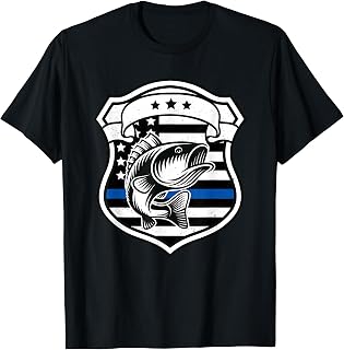 Love Fishing Rod Cop Blue Line Police Cool Law Enforcement T-Shirt