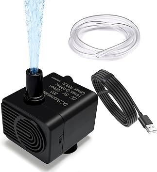 Automatic Small Sump Pump with Water Sensor, 4FT Lift, 74 GPH, 5V Mini Condensate Pump with 6 FT Tubing, Auto on/off Water Pump with Float Switch for Dehumidifier, HVAC and Other Small Spaces
