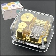 Pursuestar Edelweiss Wind Up Music Box, Clear Gold Musical Box for Mom/Dad/Daughter/Son - Unique Best Gifts for Birthday Christmas Wedding Mothers Day