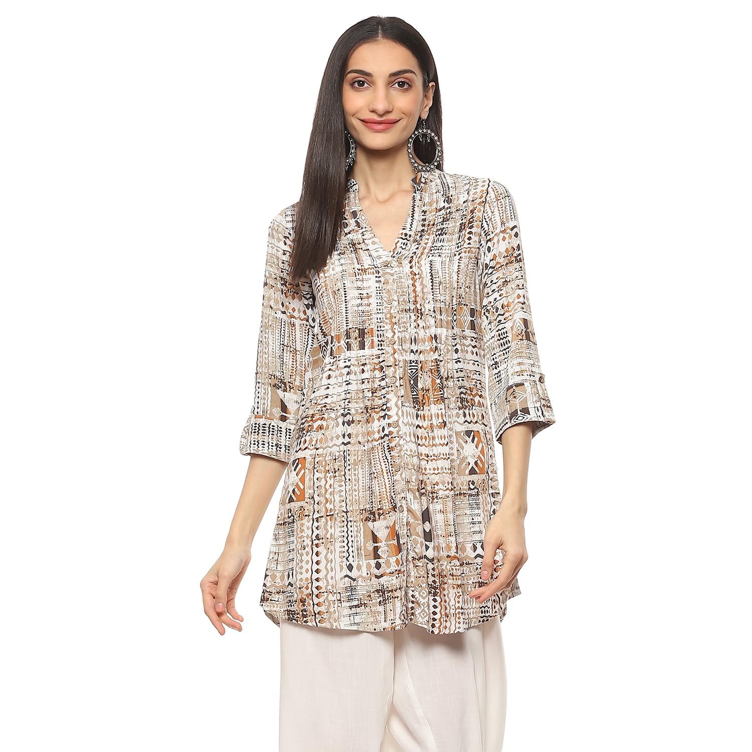 BIBA Women Rayon Straight Fit Printed Short Kurta BIBA Women Rayon Straight Fit Printed Short Kurta
