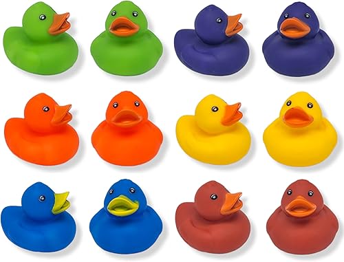 Miniatura 6 de Patos de goma geniales para niñas, estrellas de princesa rosa y morado (2 pulgadas), tamaño estándar. (paquete de 12) lindos juguetes de piscina de