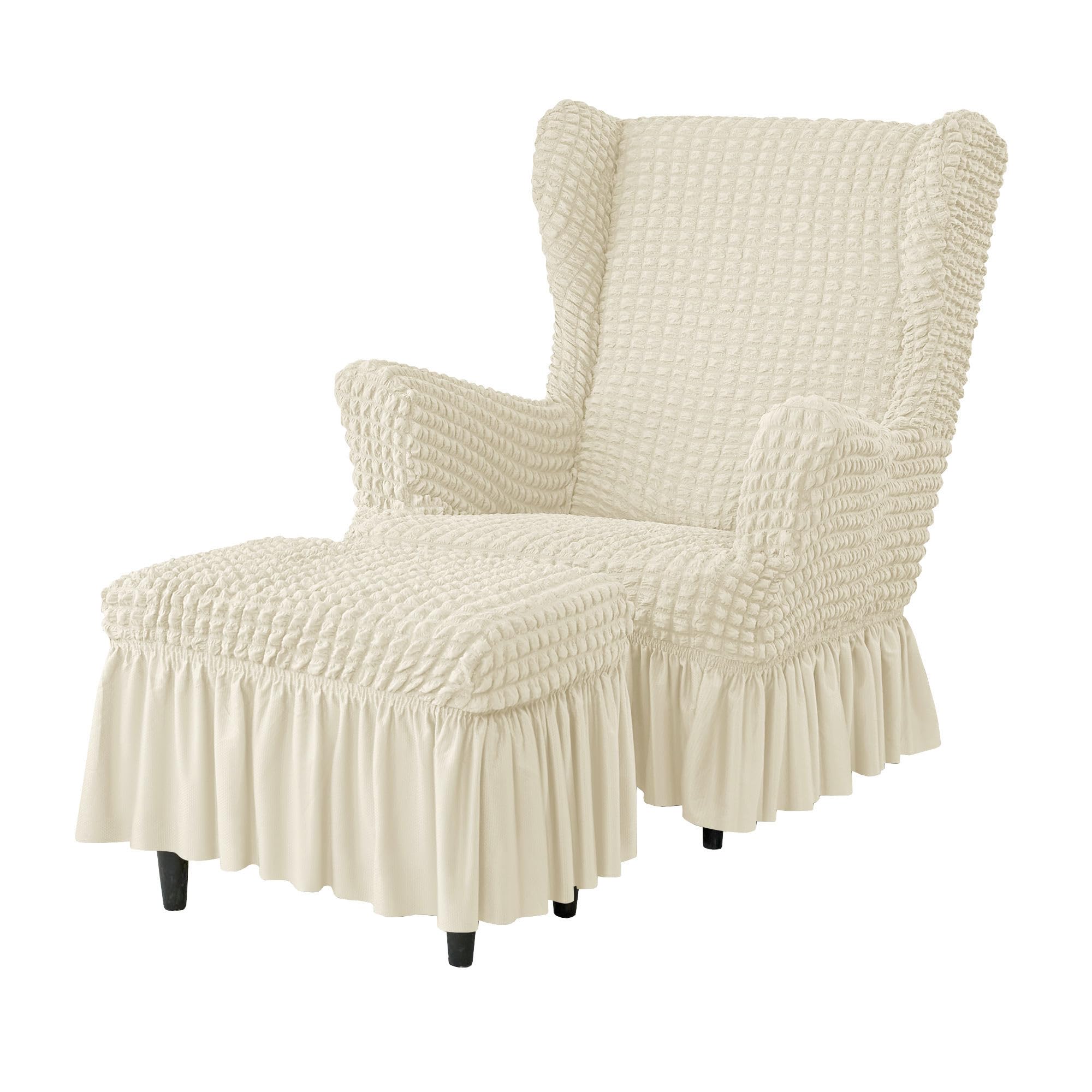 Fundas para silla otomana y sillón lavables en color beige juego de 3 piezas