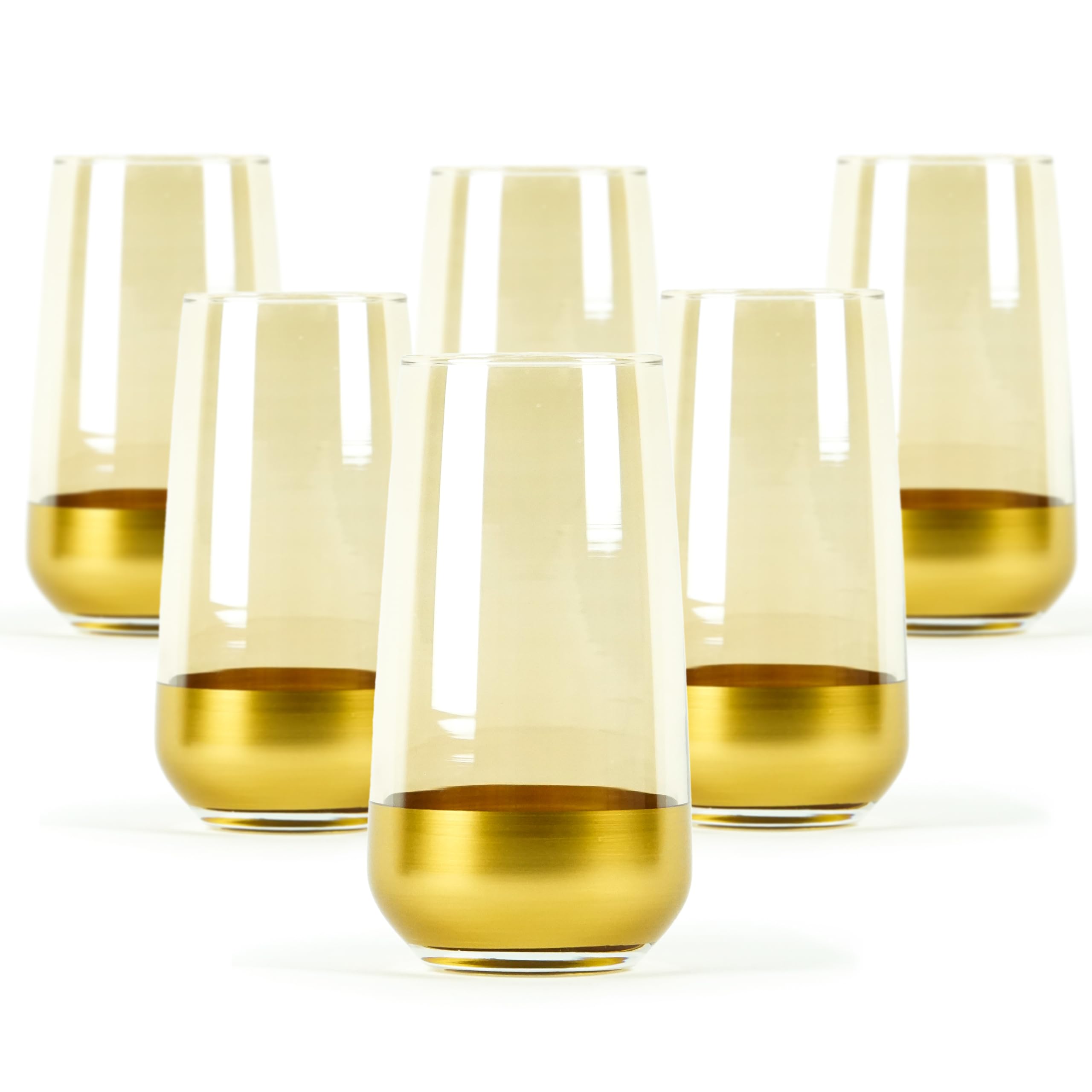 Gold Trinkgläser, Set von 6, 500 ml, Gold Gläser, Wassergläser, Cocktailgläser, Elegante Handgefertigte, Luxuriöses Goldenes Design