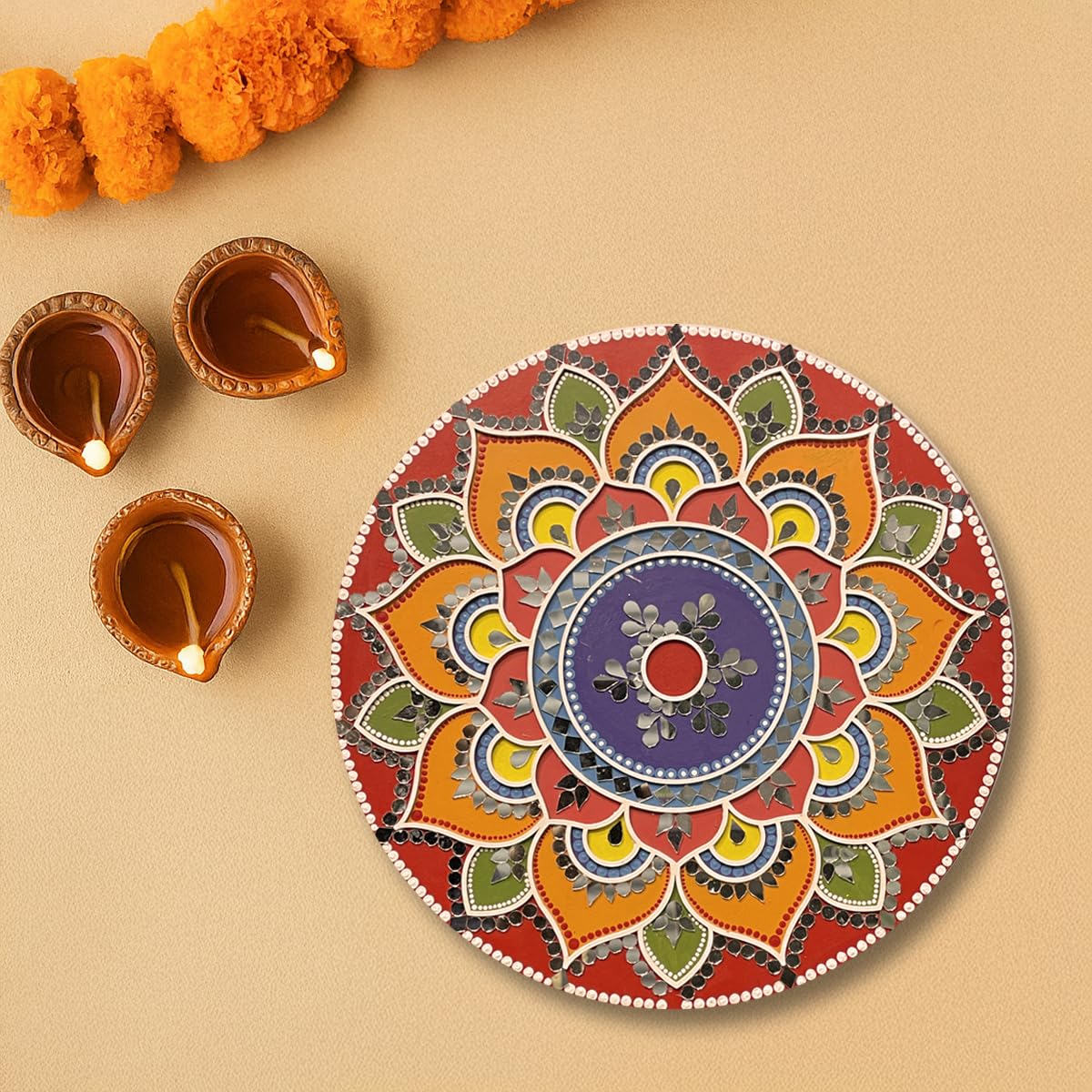 iCraft Mindful Mandala Art Kit for Adults & Teens - 6 DIY Projects, 12" Canvas, Mirror, Coasters & More - Therapeutic Craft Gift, Multicolor 1