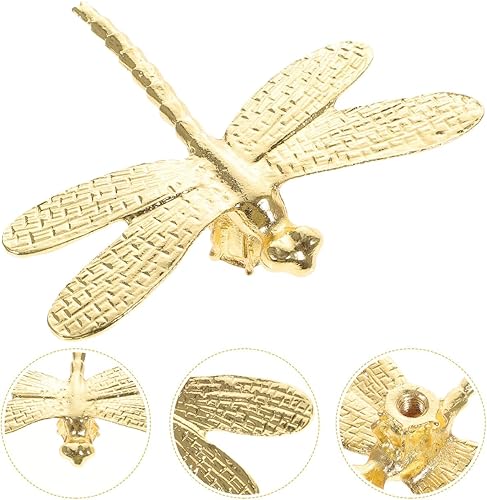 Miniatura 3 de ARTIBETTER Adorno de libélula de latón, arte de pared de animales, escultura de libélula colgante, té chino, cristales para mascotas, decoración al