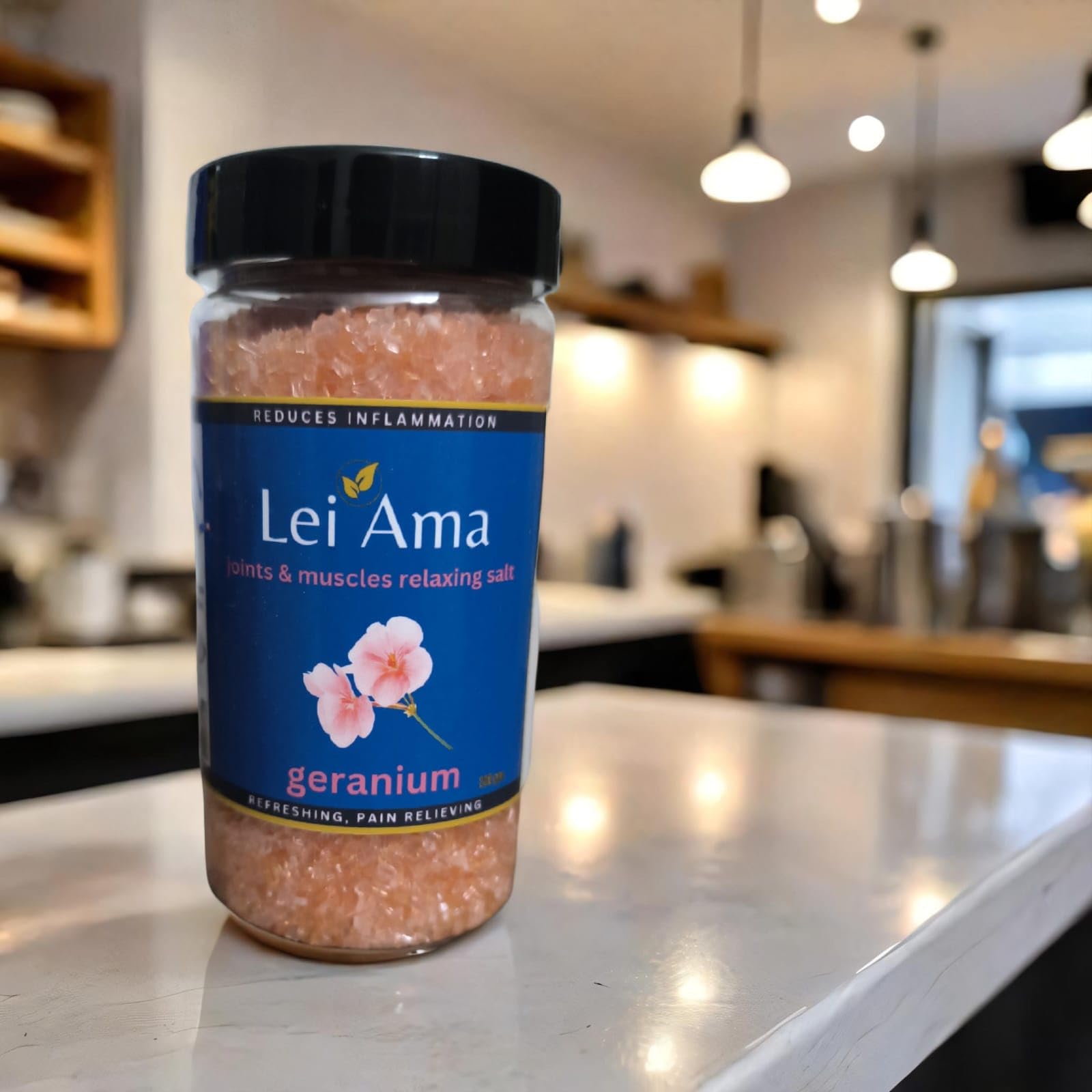 Geranium Bath Salt for Body & Foot Spa | Calming, Aromatherapy, Muscle Relaxing | Geranium Essential Oil & Vitamin E, 200g-picture-56