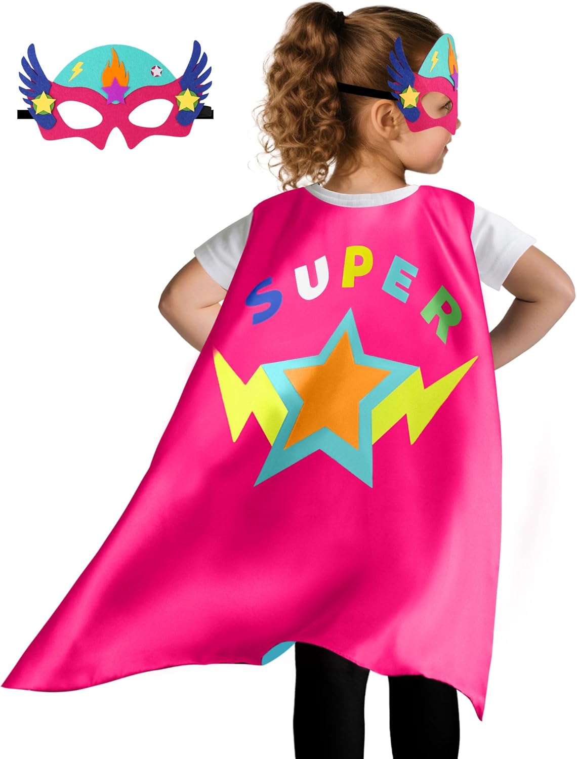 D.Q.Z Star Superhero Cape and Mask for Kids Dress Up Costume, Super Hero Toys for Boys Girls Halloween Party Favors - Image 2