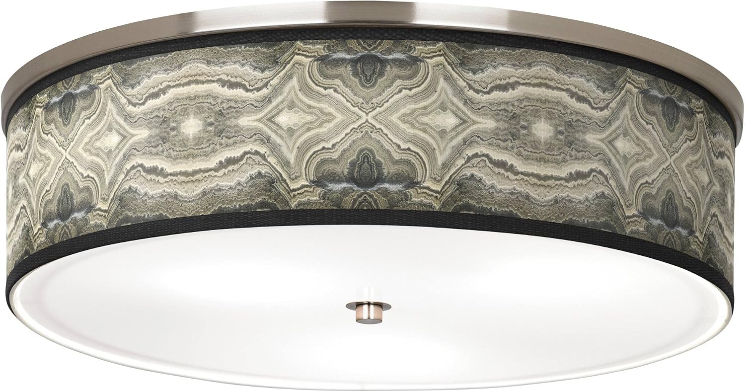 Giclee Glow Sprouting Marble Giclee Nickel 20 1/4" Wide Ceiling Light with Print Shade