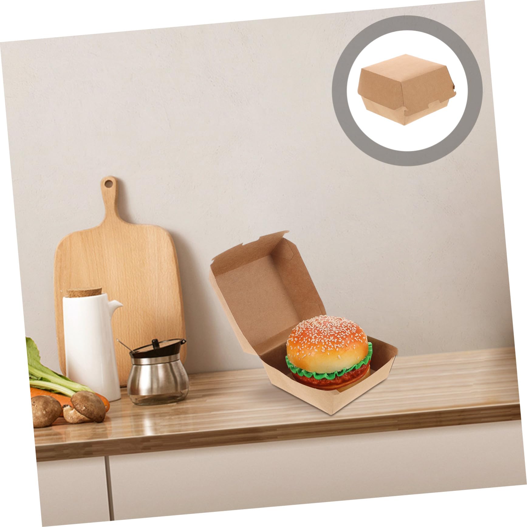 Cabilock Hamburgerboxen Kleine Mitnahmeboxen aus Kraftpapier 30 Stück Lebensmittelecht und Tragbar für Picknick und Takeaway