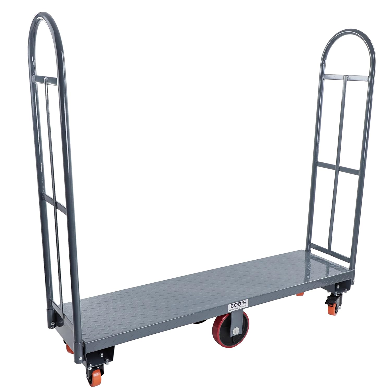BISupply 16 x 61.5in Narrow Aisle Steel Platform Cart Dolly - 2000lb Cap Heavy Duty Industrial Uboat Platform Truck with Removable Handles: Industrial & Scientific