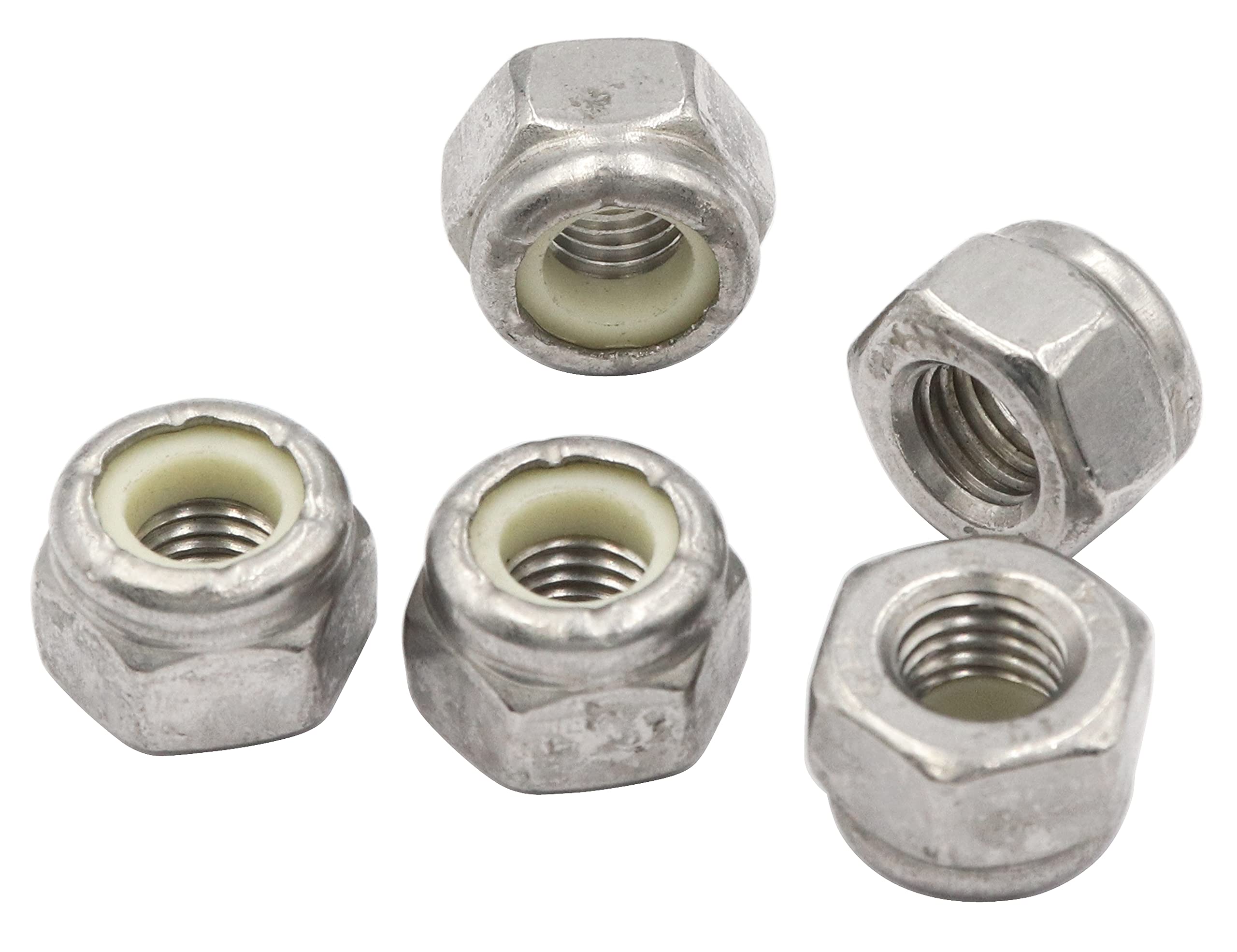 LBY 50pcs Lock Nuts, 1/4-28 Nylon Insert Hex Lock Nuts, 304 Stainless Steel (Silver)-image-16