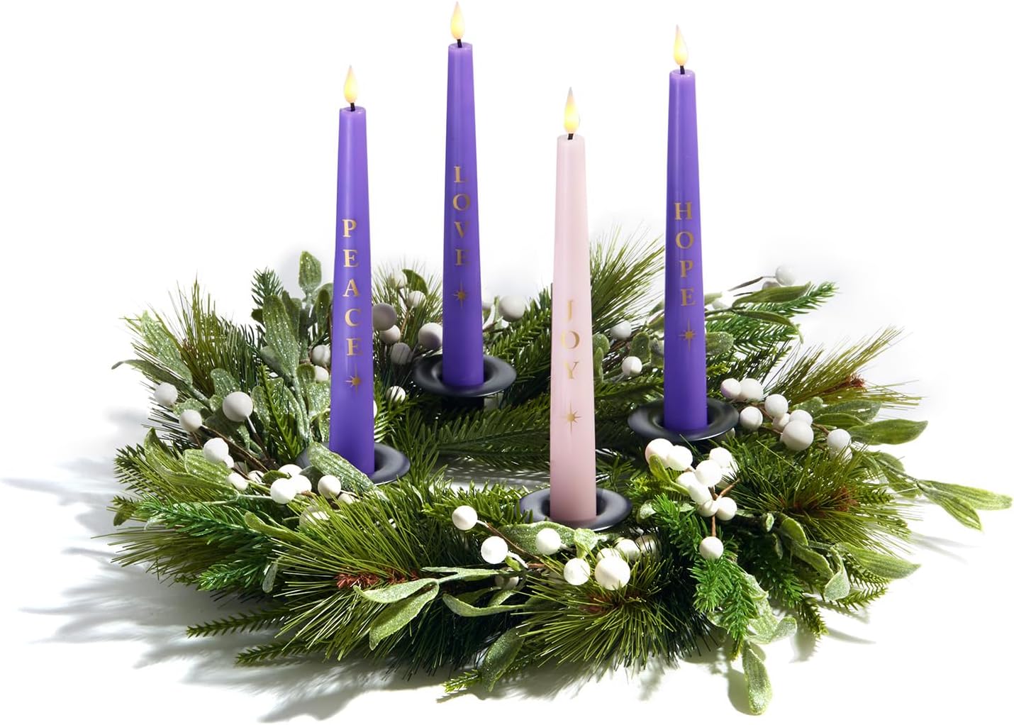 LampLust Flameless Advent Candles Battery Operated, Real Wax Advent