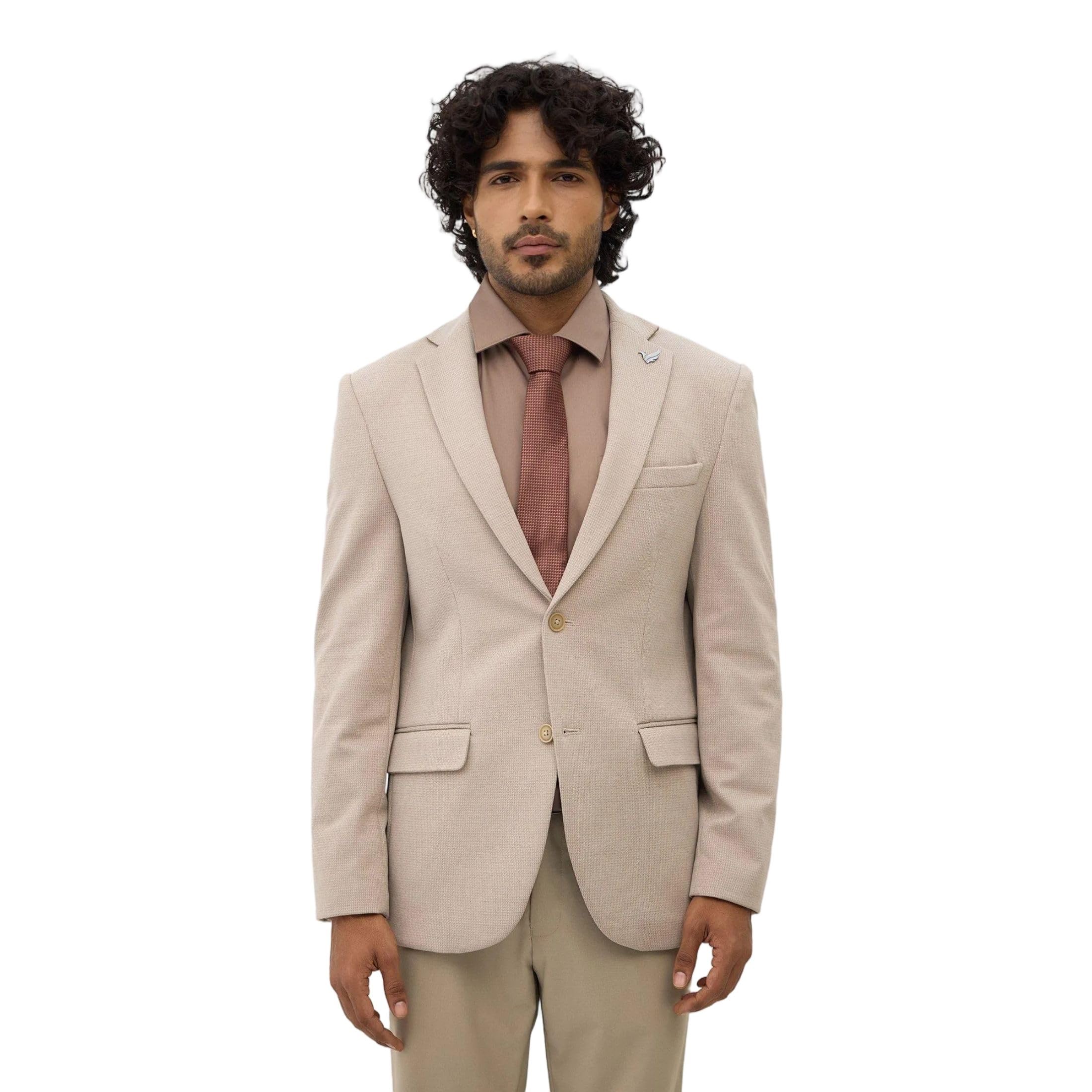 blackberrys Men's Grey Textured Slim-Fit Blazers |Office Wear-picture-28