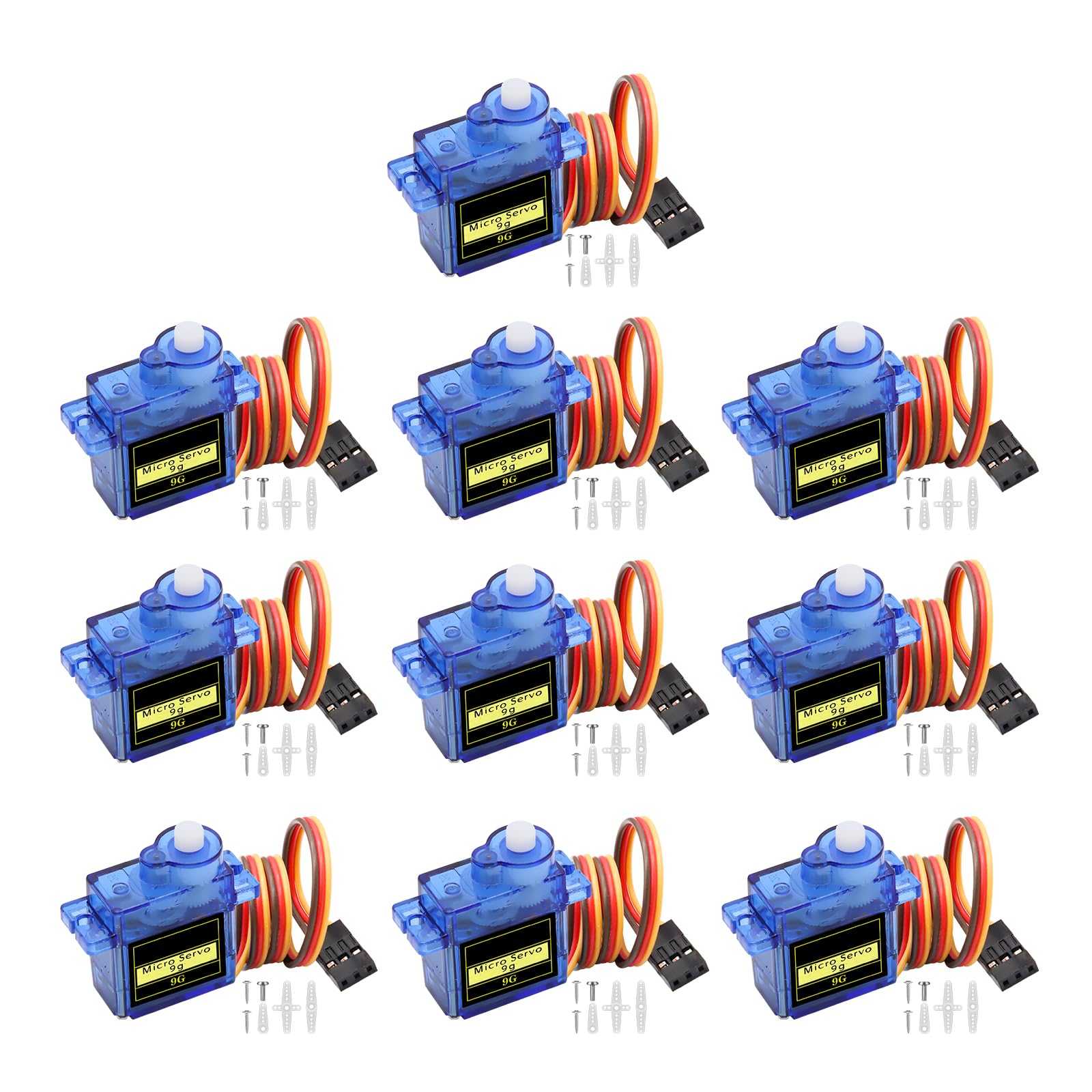 SG90 Micro Servo 9G Servo Kit AYWHP 10 Pcs SG90 Servo Motor 9G Mini Servo RC Servo for Small RC Helicopter/Car/Boat, Mini Drones, Robotics Arm(Servo Control Angle 0-180°)
